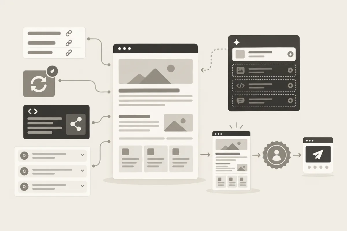 Pagina modulare che riceve miglioramenti SEO automatici prima dell’approvazione umana