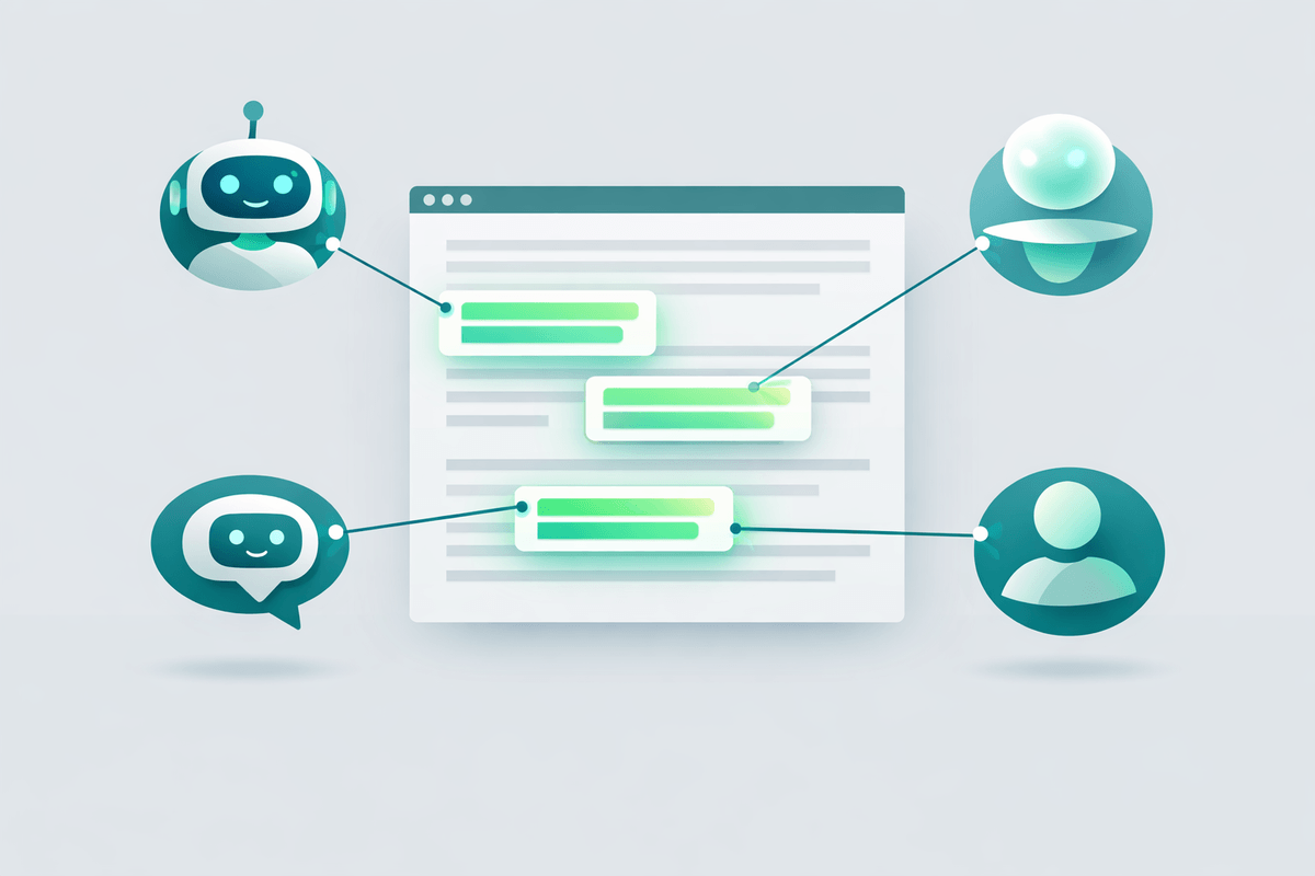 Multiple AI assistants extracting highlighted snippets from a webpage for SEO automation and citations