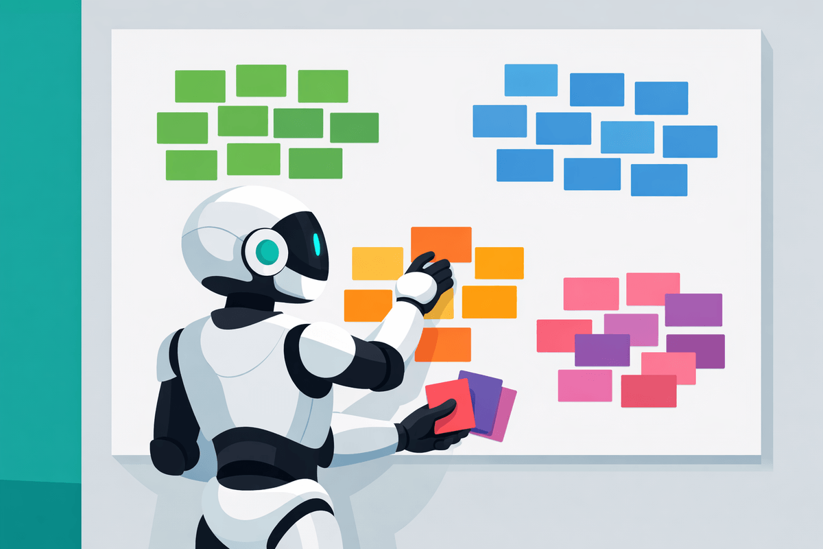 AI agent clustering keyword cards to improve automation for SEO keyword research workflows
