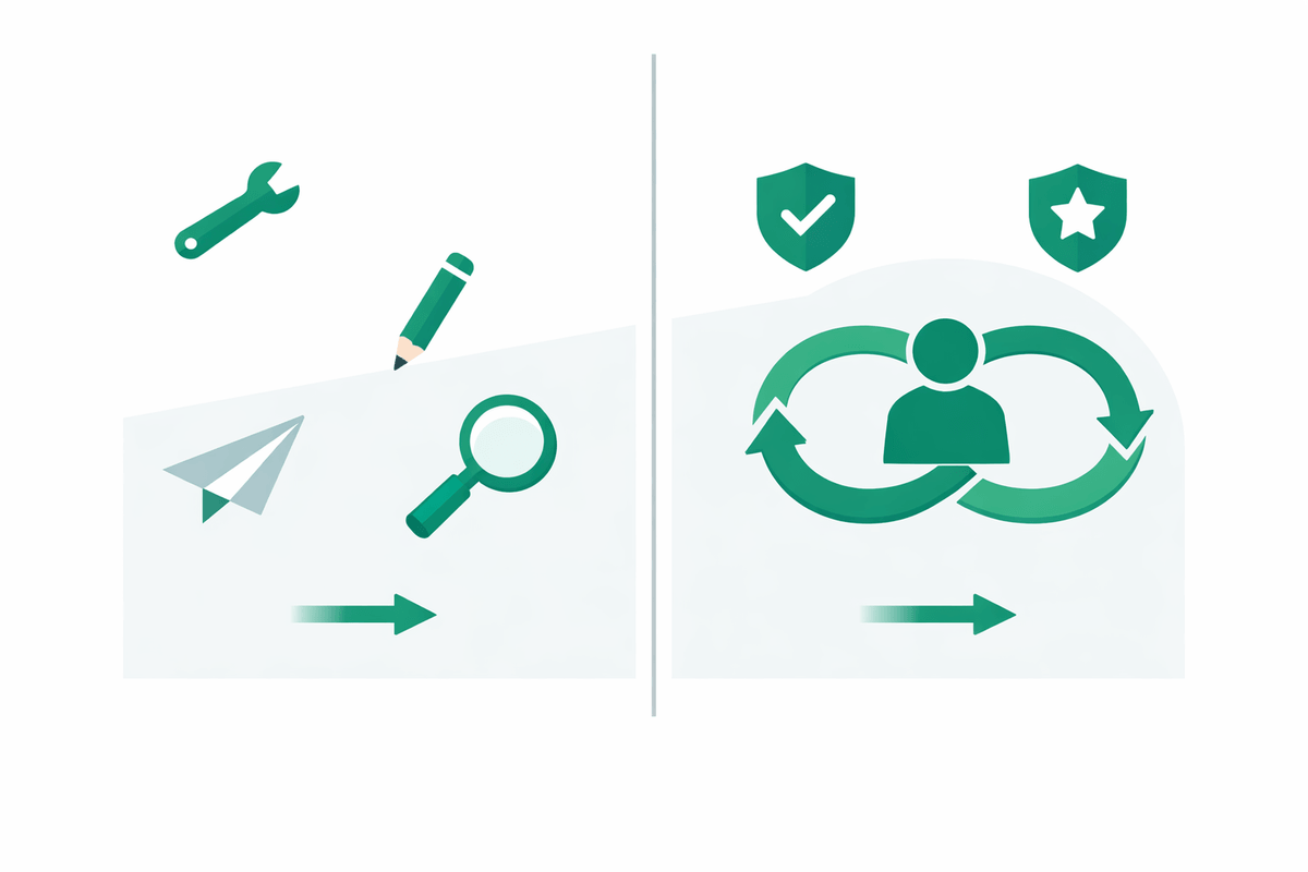 Comparison of AI marketing tools vs AI marketing teammates showing scope and accountability differences
