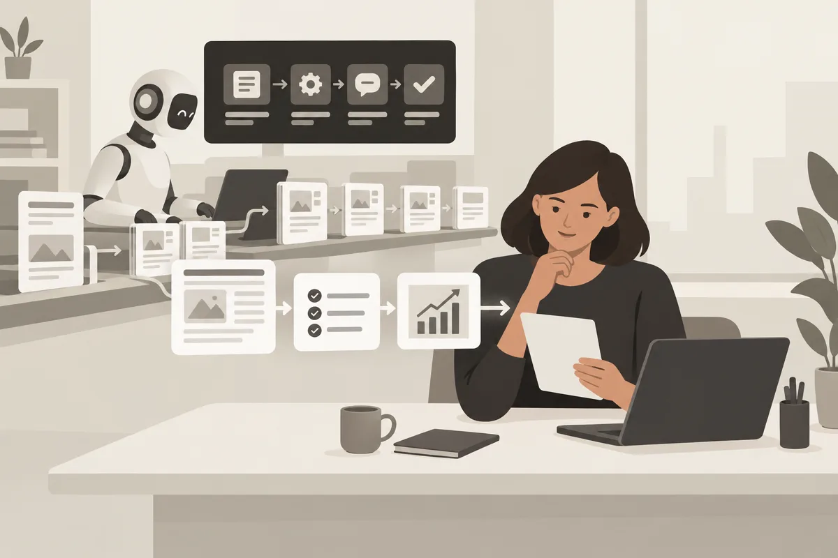 A B2B strategist edits and approves direction while an AI teammate handles repetitive marketing execution.