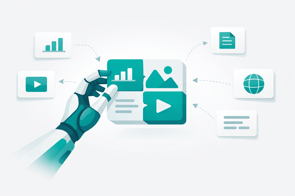 AI assistant assembling answers by pulling source cards from websites in future of SEO with AI-driven conversational search