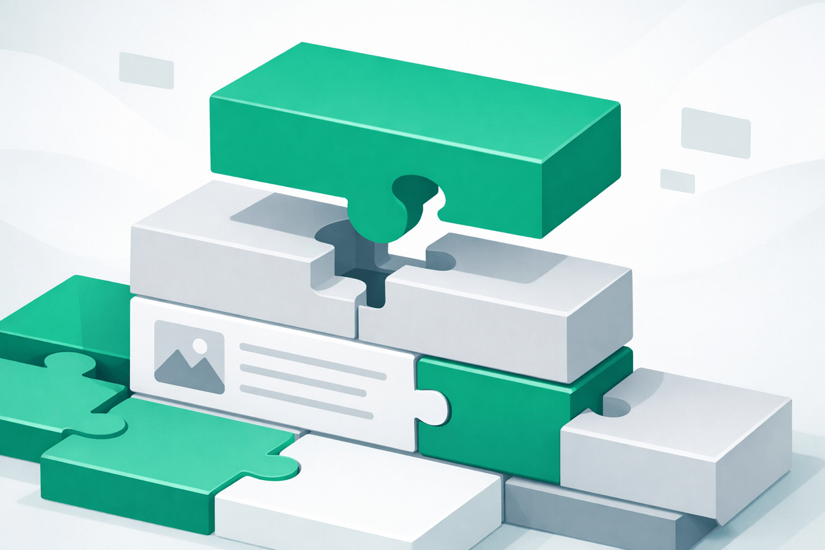 Modular content blocks snapping together for AI answer structure in future of SEO with AI-driven conversational search