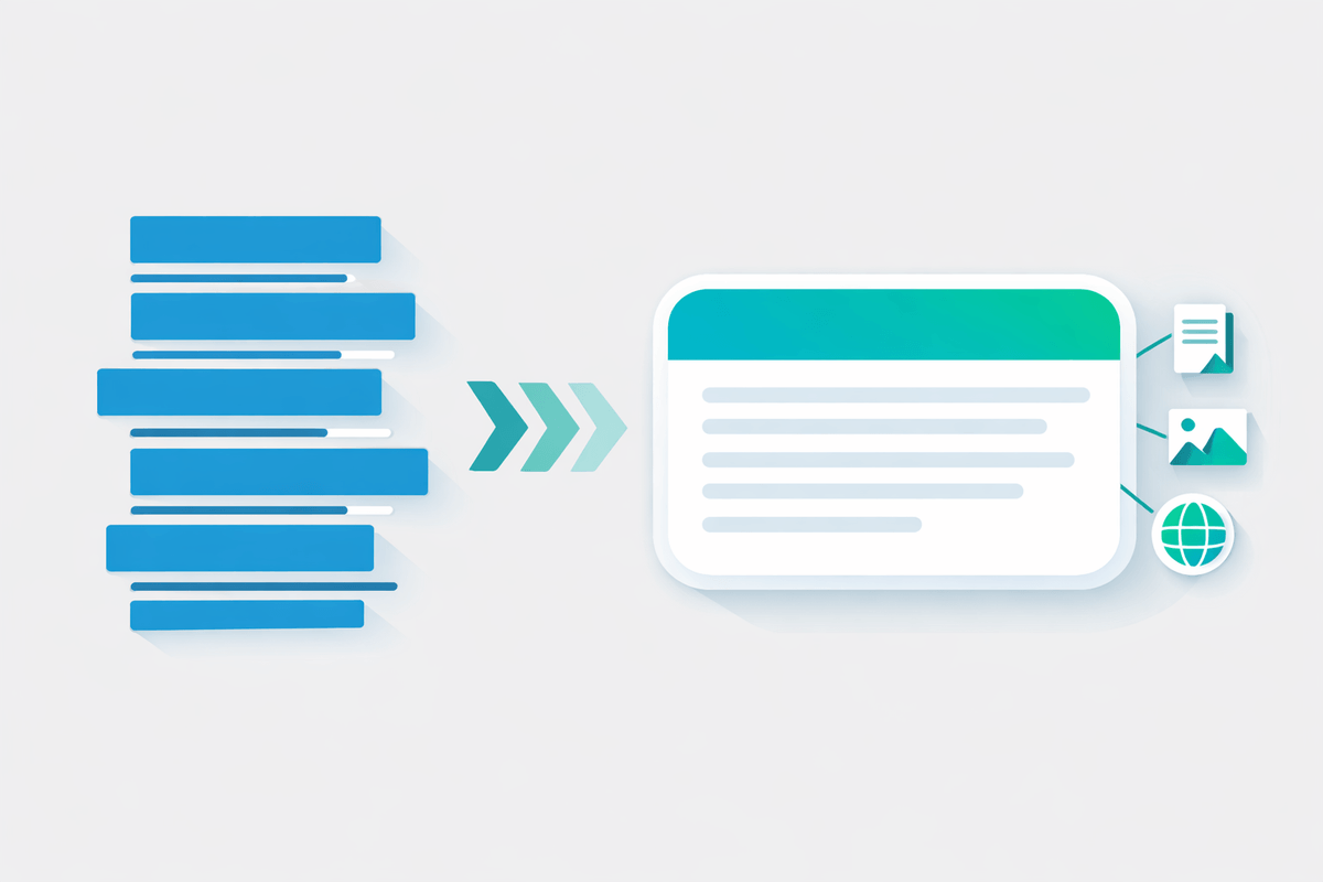 Illustration showing transformation from traditional search results to a single AI-generated answer in a generative engine op