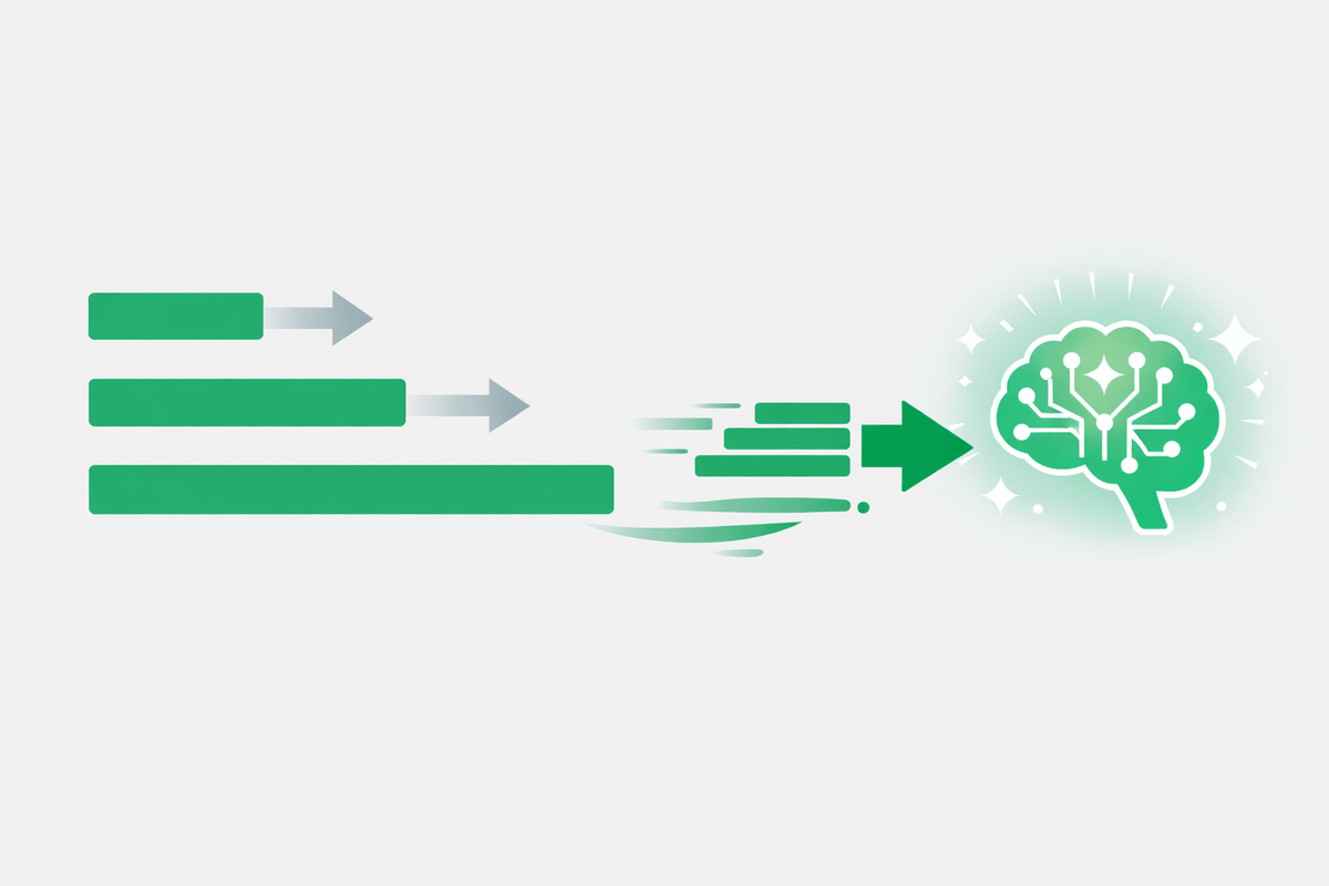 Abstract visualization of a timeline shrinking from weeks to days illustrating AI compression for GEO for B2B enterprise comp