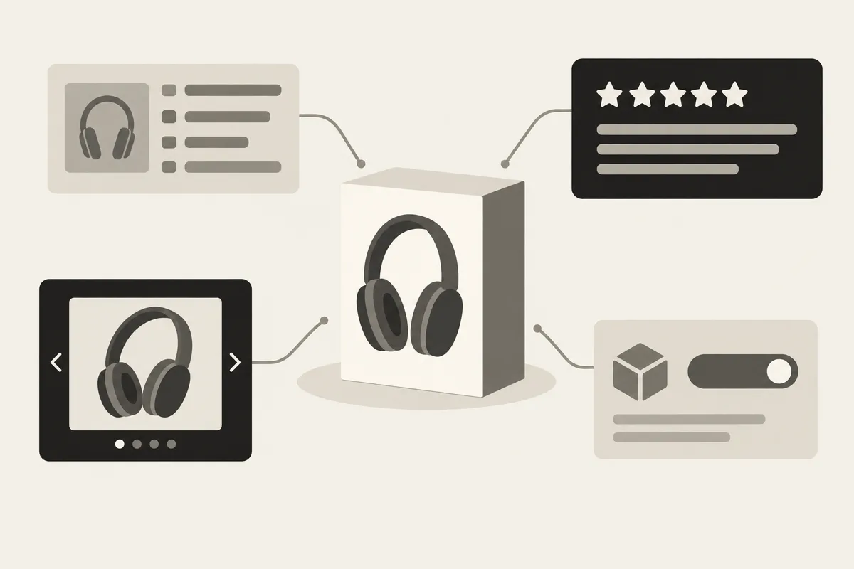 Un prodotto circondato da dati, recensioni, contenuti multimediali e segnali di disponibilità