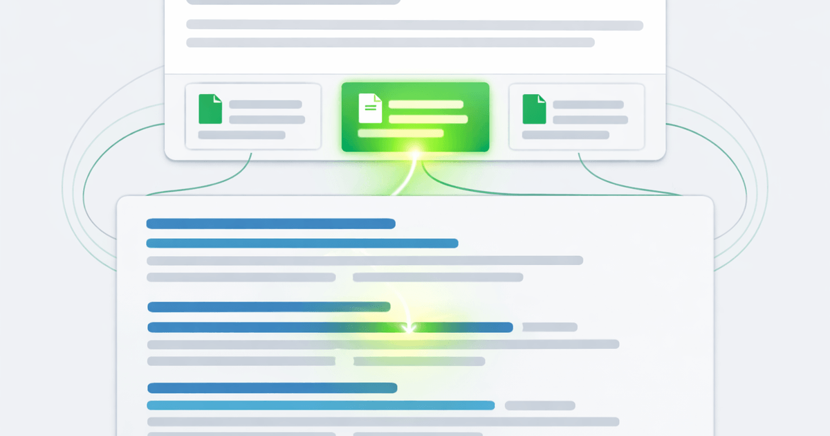 Editorial illustration of a Google search page showing AI summary citing multiple sources for google ai overviews optimizatio