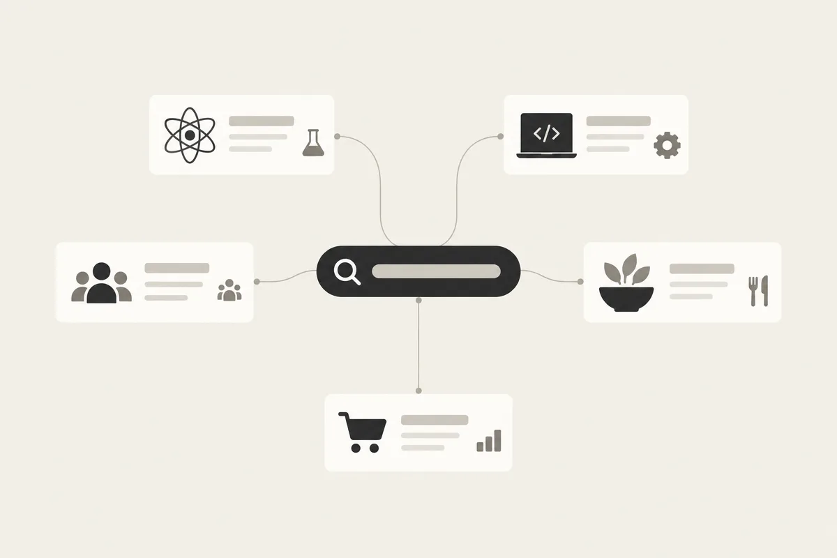 Diagramma senza testo delle categorie di ricerca che possono attivare gli AI Overviews