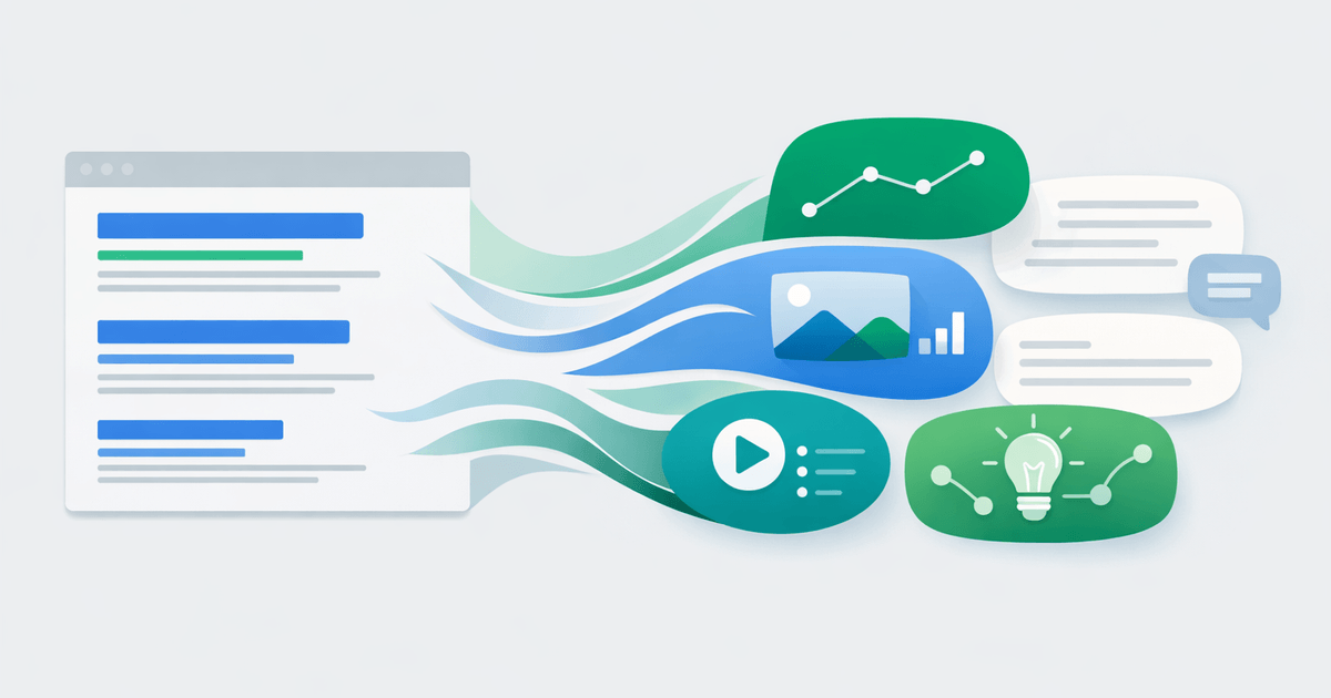 Illustrazione editoriale dei risultati di ricerca che si trasformano in risposte di assistenti AI per il Core Update di Google di marzo 2026