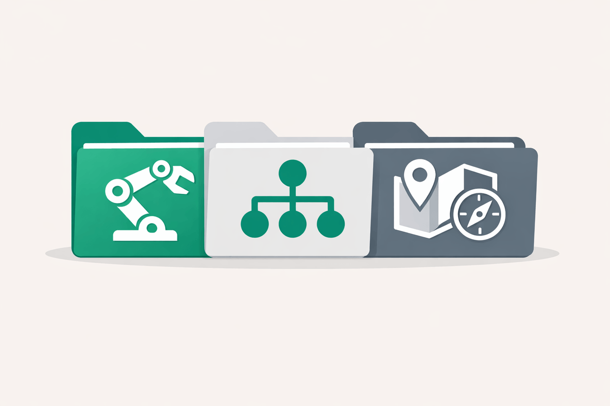 Illustration of three stacked folders labeled robots.txt, schema, and llms.txt showing SEO tools for AI crawler guidance