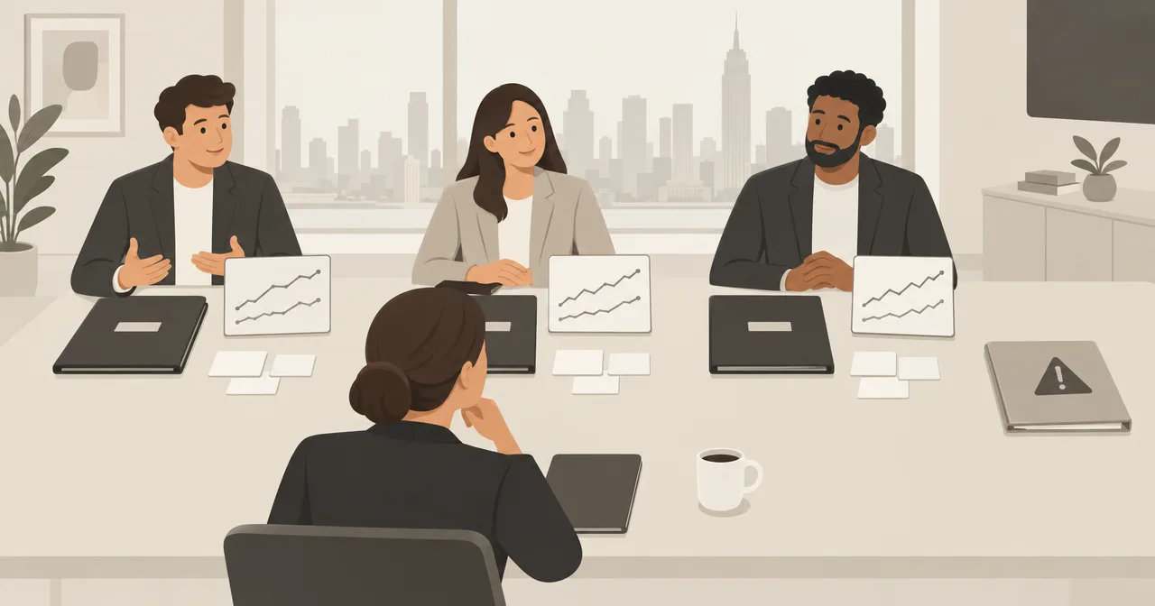 Business owner vetting three New York SEO agencies using evidence, references and a warning for ranking guarantees.