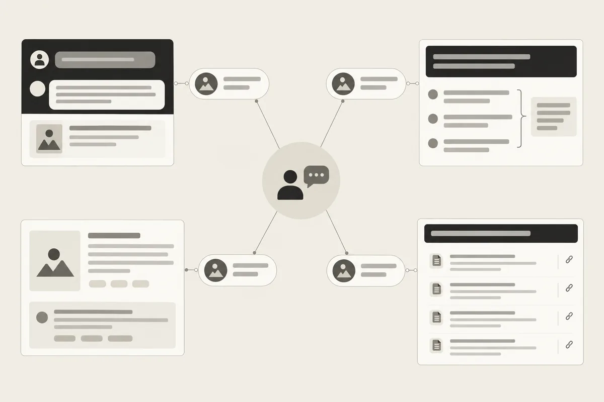 Four AI answer formats show different ways platforms describe and cite the same brand.